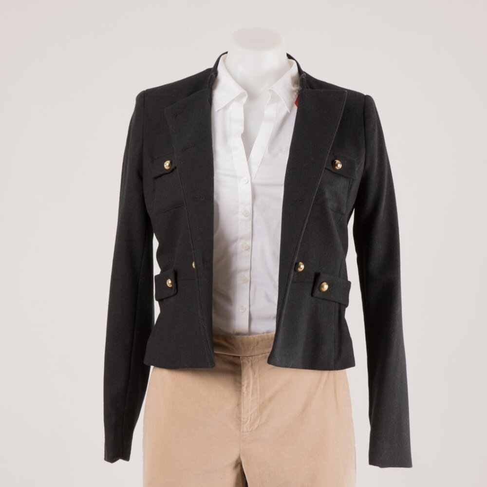 H&M Black Wool Military Button Jacket Size 4 - Picture 2 of 6
